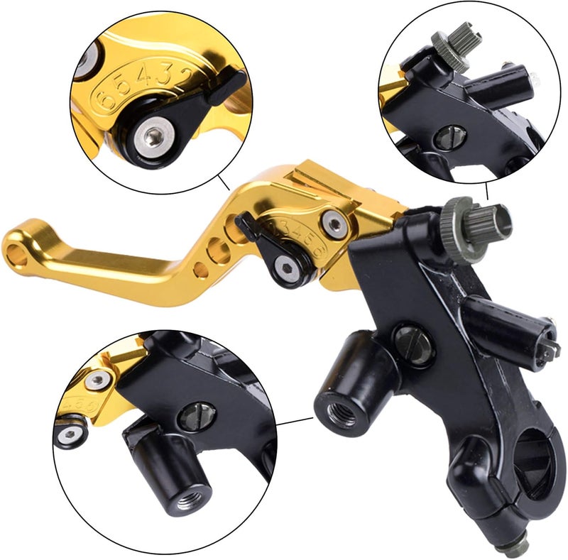 MRELC Universal Motorcycle 7/8" 22mm Handlebar Brake Master Cylinder Clutch Lever CNC Left & Right Set Compatible with Harley Honda Kawasaki Suzuki Yamaha（ Piston Diameter 12.7mm (Gold) - Image 3